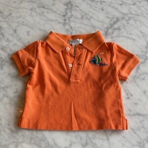 Polo by Ralph Lauren Orange Kids Polo with Embroidered Fish